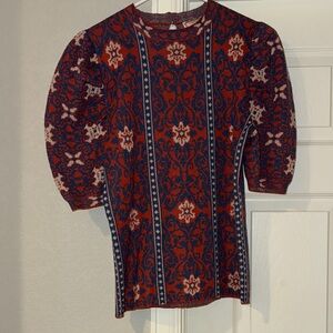 Flying Tomato Red and Blue Floral Blouse